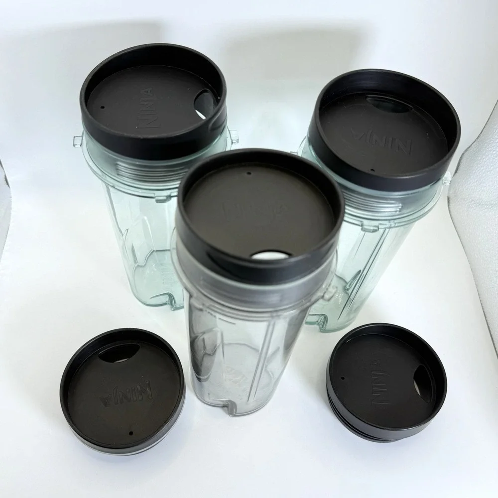 Set of 3 Ninja 24oz Cups Replacement Parts w/ Sip Lids Single‎ Serve BL480 BL770